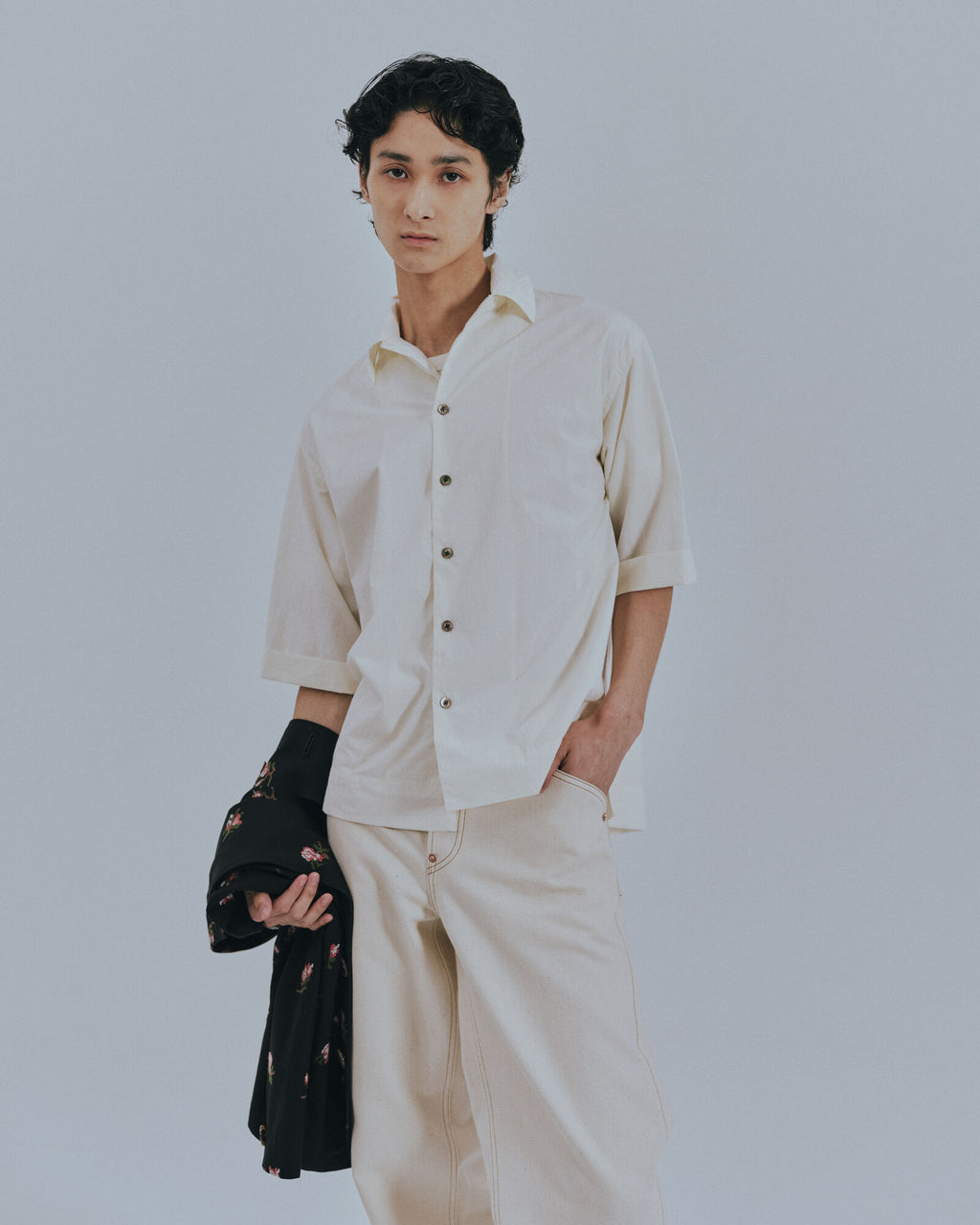 予約販売【27SS】開襟シャツ_無地 / Open Collar Shirt_Plain