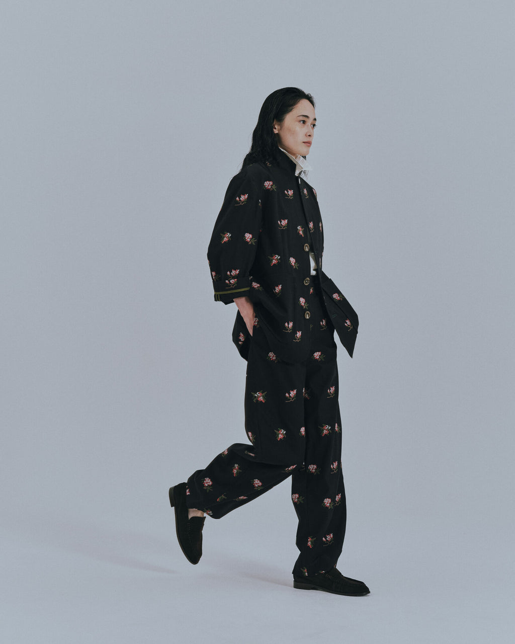 予約販売【27SS】スラックス_原反刺繍（こぶし） / Slacks_Fabric Embroidery（Kobushi）
