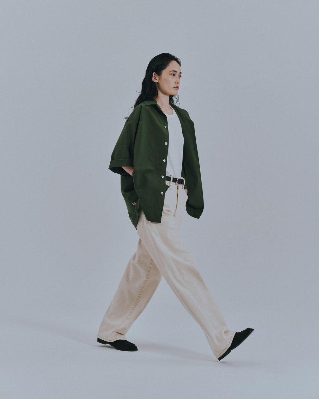予約販売【27SS】開襟シャツ_刺繍（こぶし） / Open Collar Shirt_Embroidery（Kobushi）