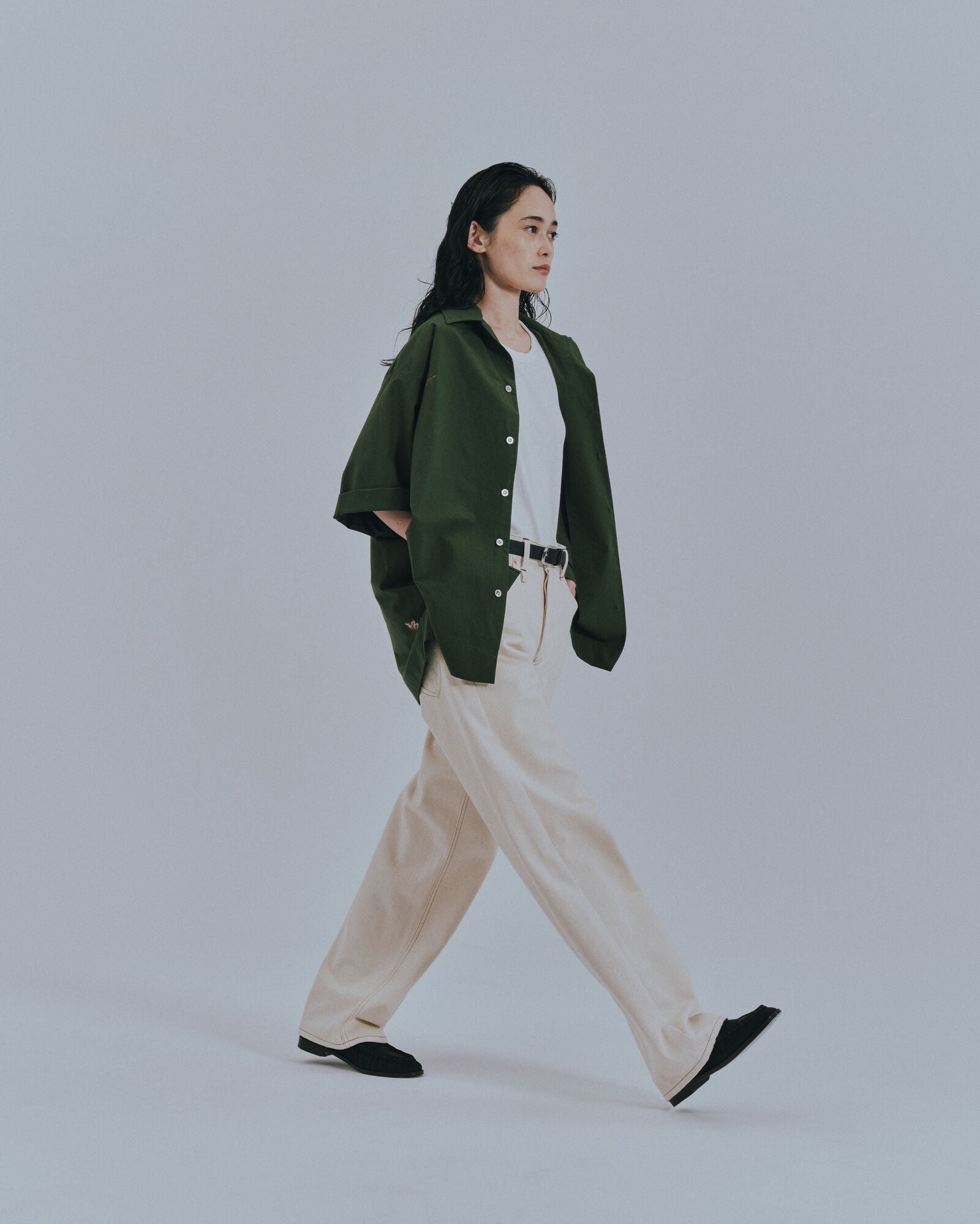 予約販売【27SS】開襟シャツ_刺繍（こぶし） / Open Collar Shirt_Embroidery（Kobushi）