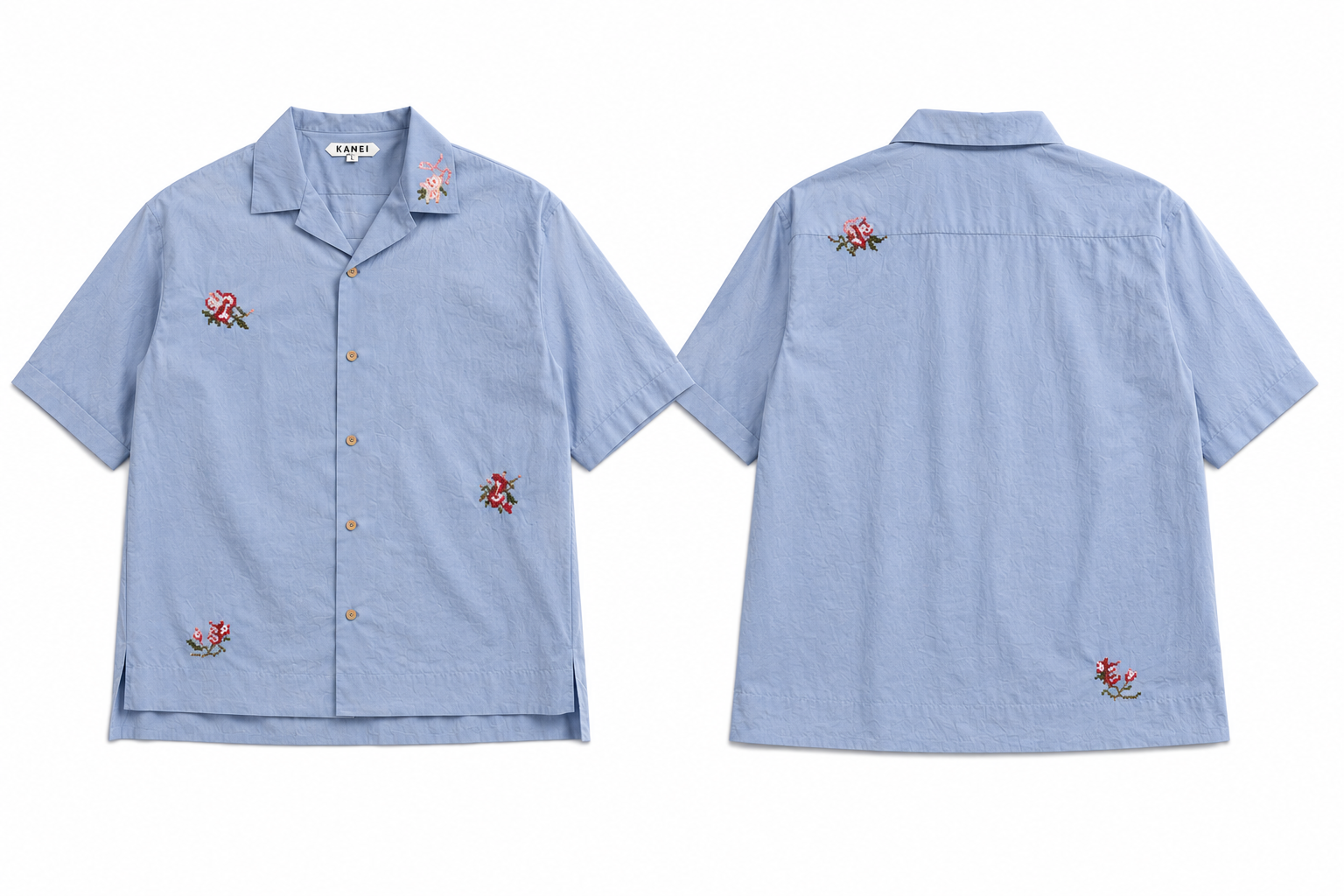 予約販売【27SS】開襟シャツ_刺繍（こぶし） / Open Collar Shirt_Embroidery（Kobushi）