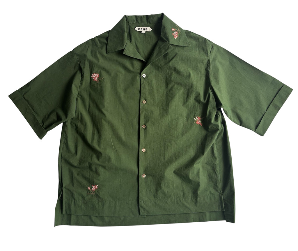予約販売【27SS】開襟シャツ_刺繍（こぶし） / Open Collar Shirt_Embroidery（Kobushi）
